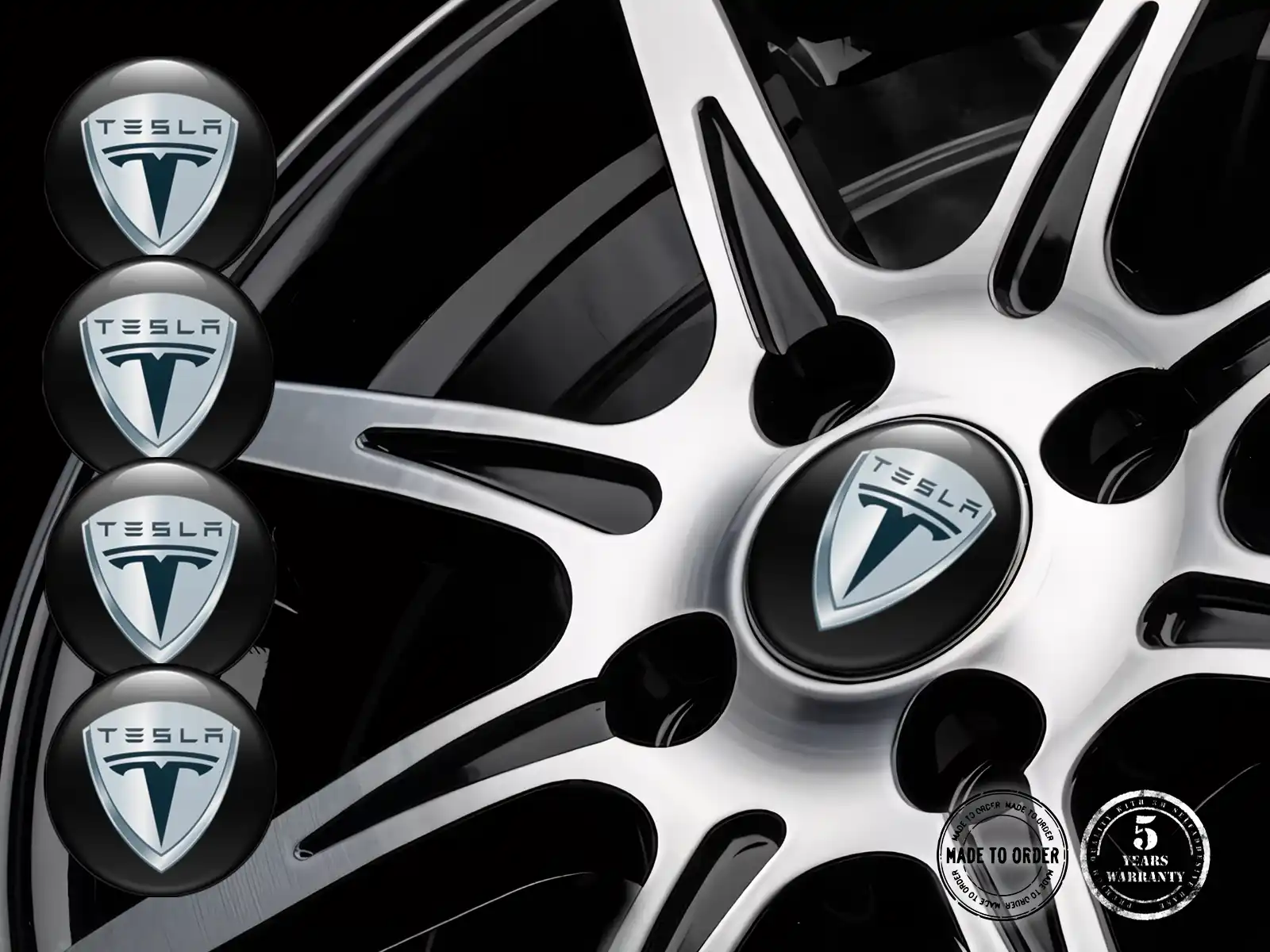 Tesla Wheel Emblem Edition Premium Domed Stickers